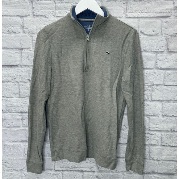 Vineyard Vines Boys 1/2 Zip Cotton Pullover Size XL Gray Whale Logo Spellout - Picture 1 of 6